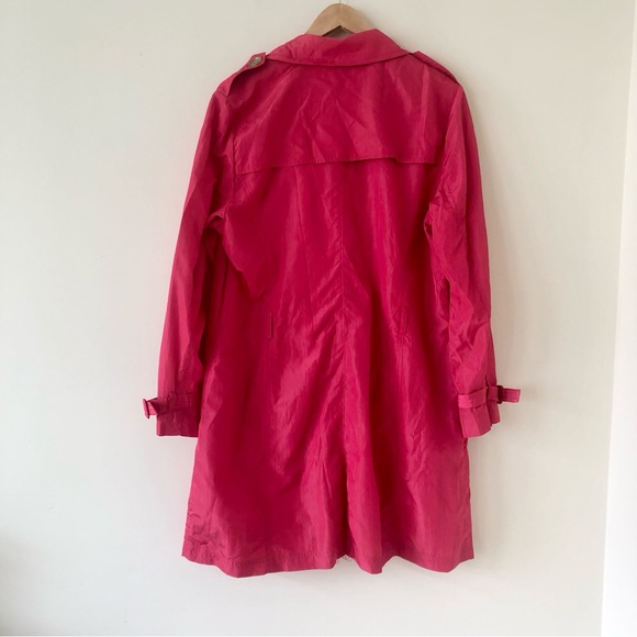 Chico’s Black Label Fuchsia Trench Coat Size Large 12 - Picture 9 of 10